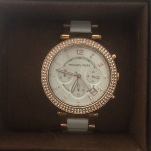 White and rose gold Michael Kors watch
